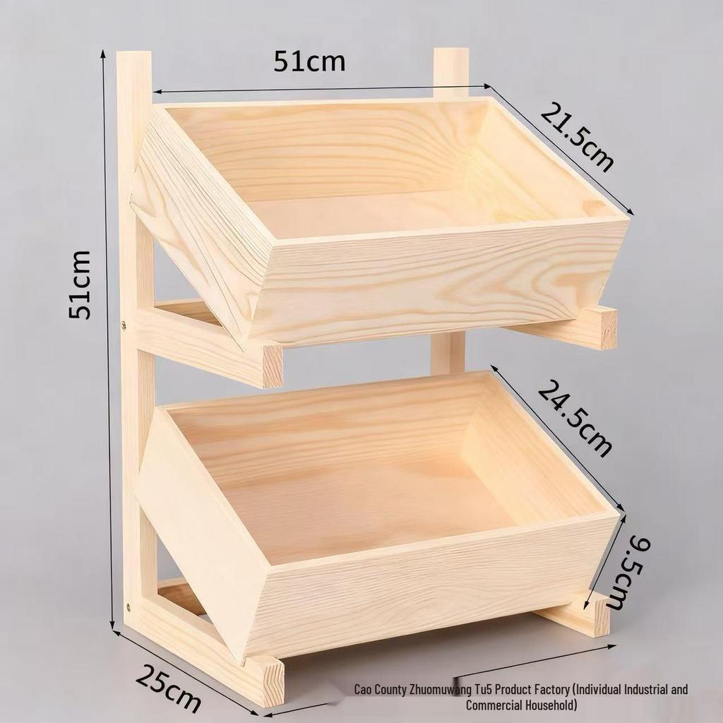 Three-Tier Solid Wood Floor-Standing Kitchen Storage Rack