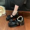 Fashion Bow Bead Women High Heels Mary Janes Shoes Elegant Classical Loafers Shoes Designer New Autumn Pumps 2025 Chunky Fad Zapatillas