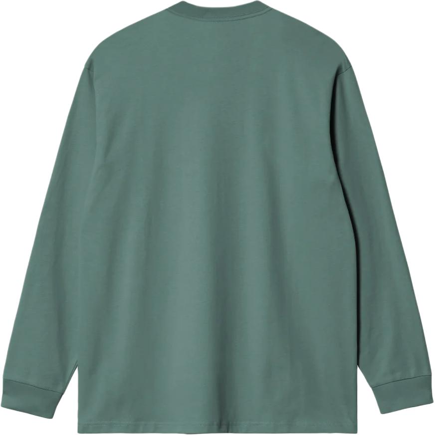 Carhartt WIP Embroidered Pattern Loose Fit Crew Neck Long Sleeve T-Shirt Men Tops Silver-Pine-Green I026392-2N0-XX
