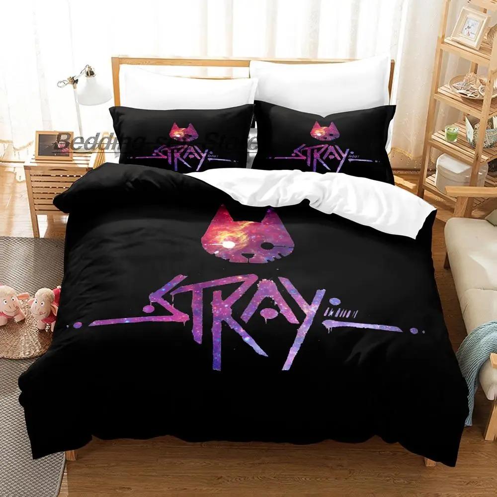 New Stray Game Cat Momo Bedding Set Single Twin Full Queen King Size Kawaii Bed Duvet Cover Sets for Adult Kids
