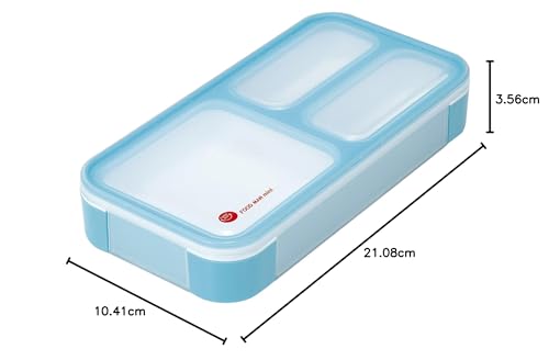 Foodman Bento Box, Slim, Can Be Carried Upright, 400ml, Sky Blue, Leak-Resistant, Double Sealing, Secured with 4-Point Lock, CB Japan DSK