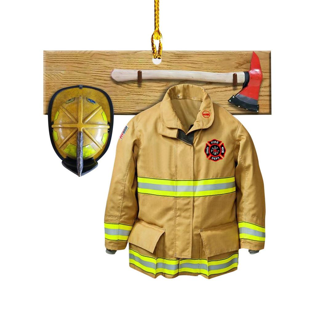 Style Vintage Acrylic Firefighter Car Hanging Ornament For Christmas Tree Decoration