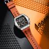 TSAR BOMBA Men's Watch 50M Water-Resistant Minimalist Tonneau Dial Sapphire Crystal Silicone Strap