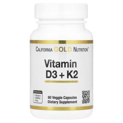 Vitamin D3 + K2, 60 Veggie Capsules