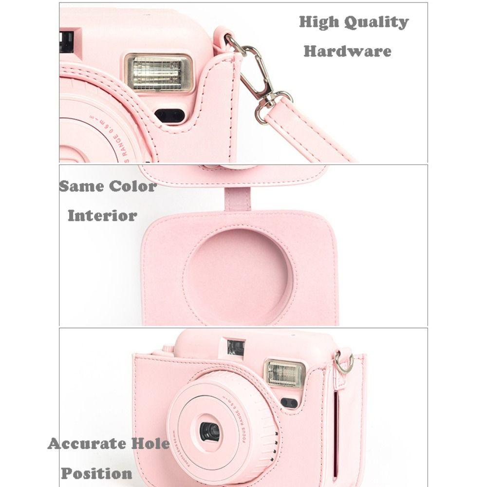 PU Leather Instant Camera Case Anti Scratch with Shoulder Strap Storage Bag Shockproof Portable Protective Cover for Popoto