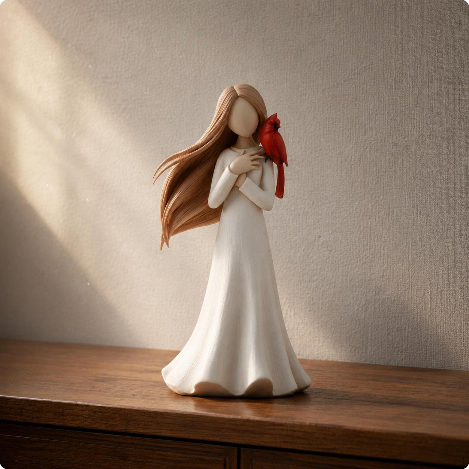 Angel Figurine Bereavement Gift Memorial Statue Shelf Display Angel Bird Shoulder