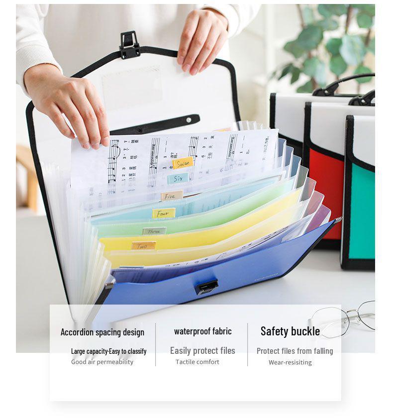 26-lagige Handheld-Akkordeon-Tasche für Highschool-Schüler - Großes Fassungsvermögen, mehrschichtige, klassifizierte Aktenmappe