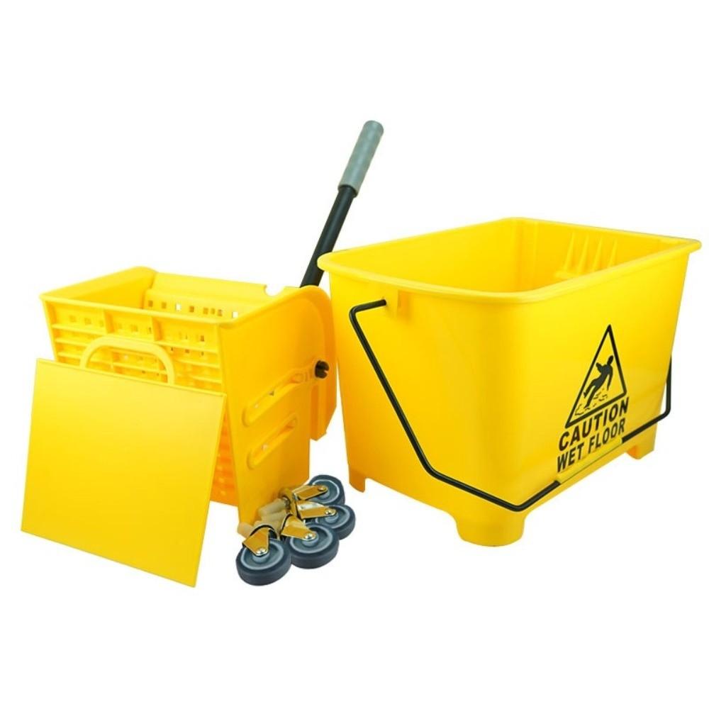 Plastic Mop Bucket Thickened 20L Capacity Squeeze Bucket with Wheel Sturdy Construction Water Truck Washing Tool