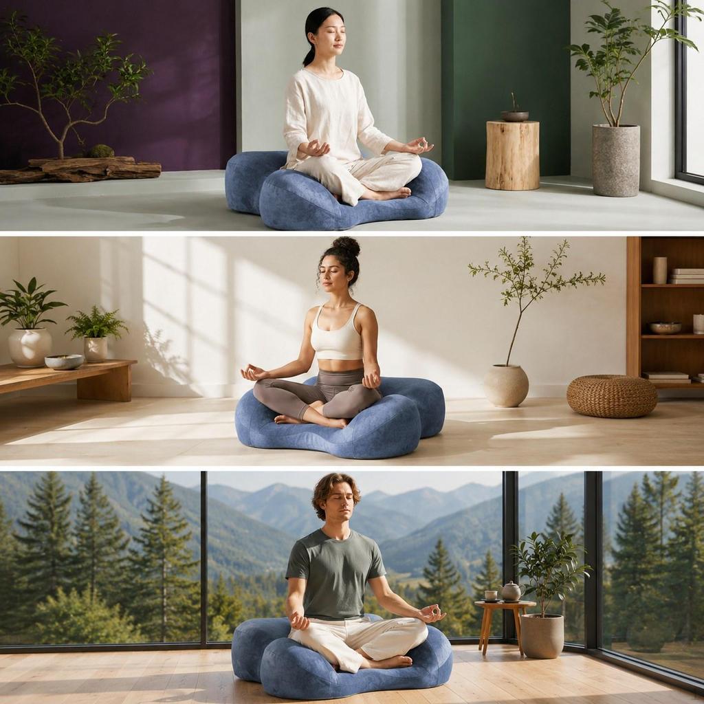 Ergonomisches Meditationskissen mit rutschfester Unterseite Abnehmbarer Samtbezug Atmungsaktiver Memory-Schaum