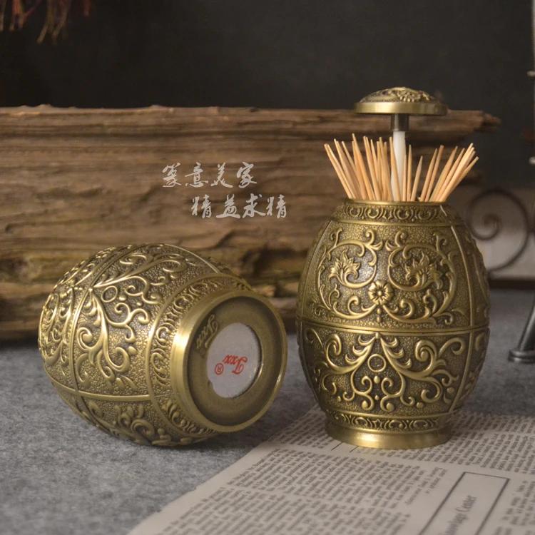 Classic Metal Automatic Toothpick Holders, Bronze Toothpick Box, Dinner Table Decor, Toothpick Dispenser, Tandenstoker Houder