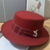 French High-end Temperament Woolen Top Hat Autumn and Winter Internet Celebrity Style Flat Top Hat Women's Fashion Street Hat