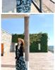 Blue Floral Strappy Chiffon Dress - Women's 2026 Summer Elegant Beach Style