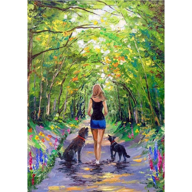 Scandinavian autumn rainy landscape poster, canvas, oil painting for lovers, outdoor wall painting for the modern living room