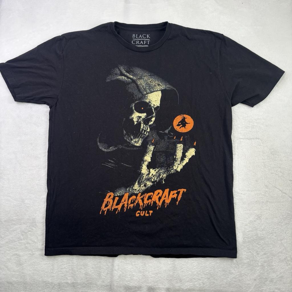 Black Craft Cult Grim Reaper Halloween Black Short Sleeve Graphic Shirt Men's 2X Unisex T-Shirt