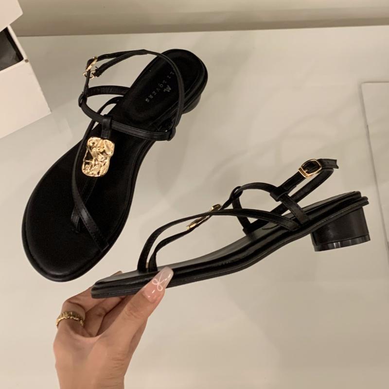 Summer Street Style Clip Toe Narrow Band Thin Low Heels Women Sandals Buckle Strap Ladies Casual Shoes Zapatos De Mujer