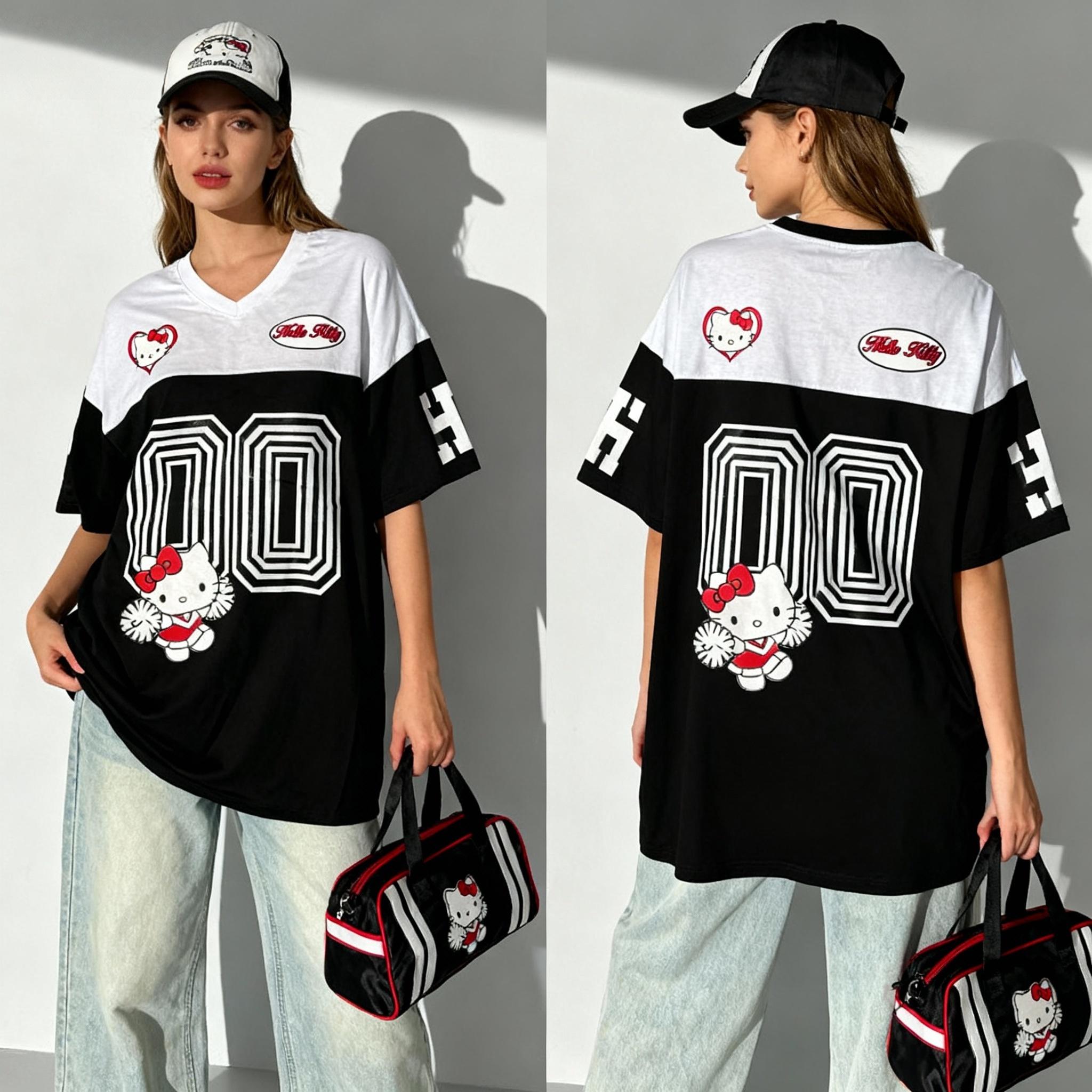 

Women s casual sports T-shirt, sweet and refreshing street style summer T-shirt, loose top XXS