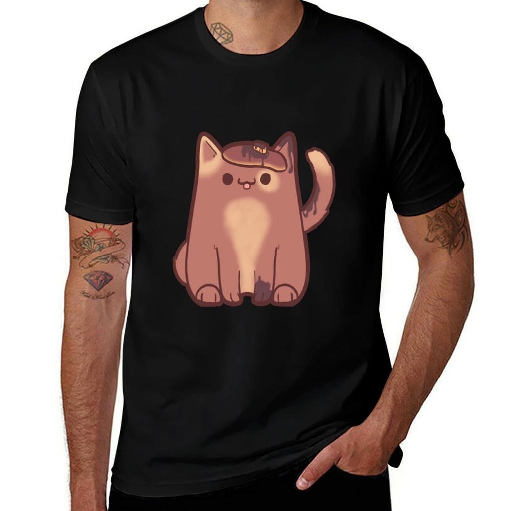 Pancake Cat Tshirt Minimalist Plain Crew Neck Tshirt