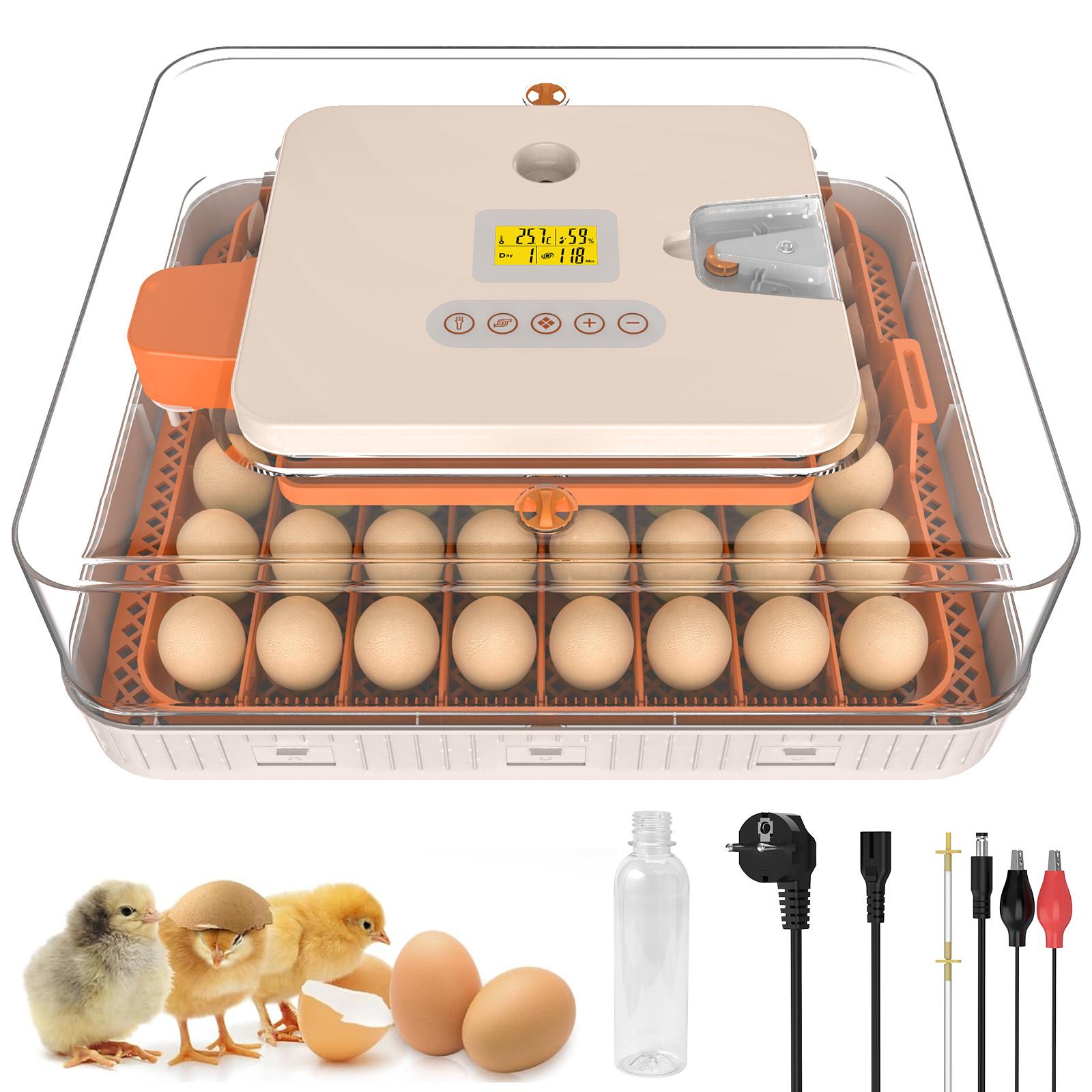 

56 Eggs Fully Automatic Incubator Automatic Egg Turning Temperature Control Incubator for Poultry Egg with LED and Double Power