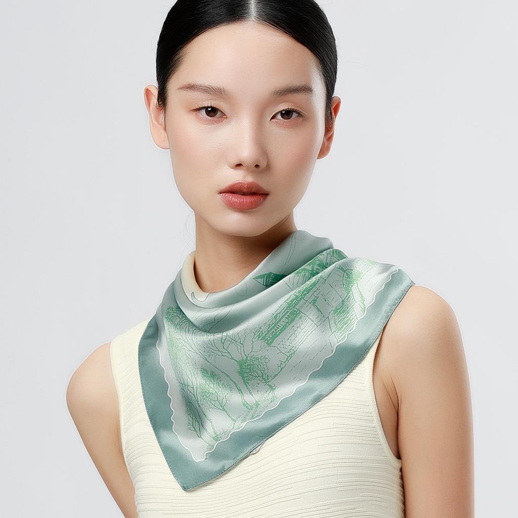 100% Mulberry Silk Classic Square Scarf for Women
