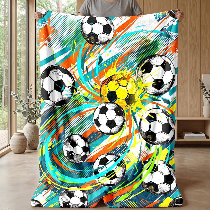 Soccer Ball Artwork Theme blanket Lightweight Warm Flannel Blanket Decorative Throw Blanket for Home Decoration