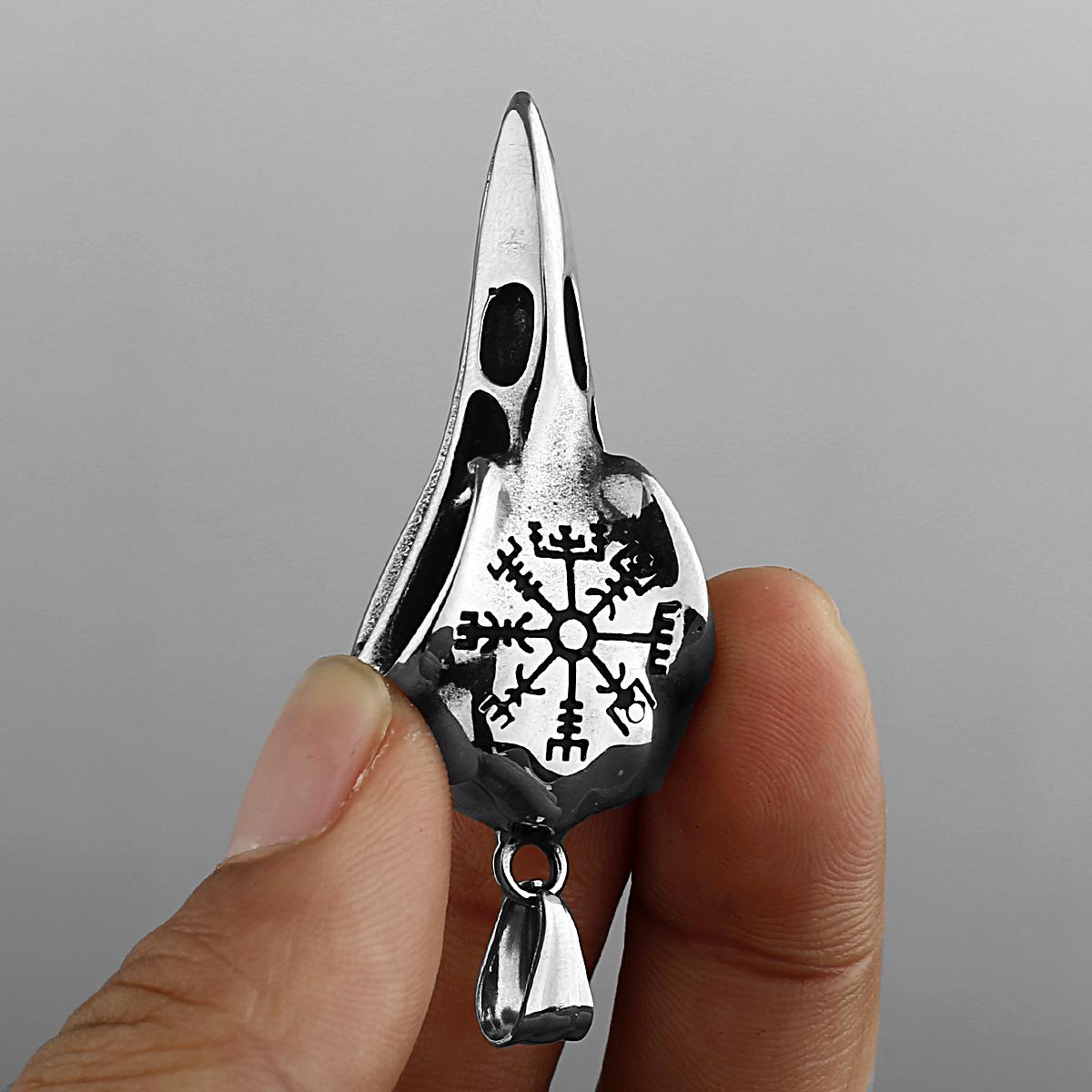 

Viking Crow Head Rune Titanium Steel Pendant Trend Men s Vintage Personalized Stainless Steel Pendant Necklace Accessories