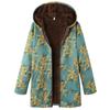 2025 European and American women's long-sleeved zipper hooded thickened composite cotton-padded coat printed medium and long cotton-padded coat