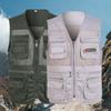Casual Summer Sleeveless Fishing Vest Solid Color Plus Size Loose Waistcoat for Outdoor Classic Multi Pocket Photograph Vest