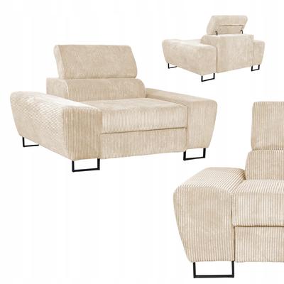 Savio Lounge Chair Family Furniture Beige Corduroy Reg Headrest