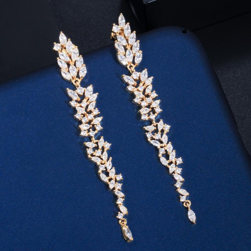 Zircon Full Diamond Fringed Earrings Party Birthday Party Temperament Long Earrings