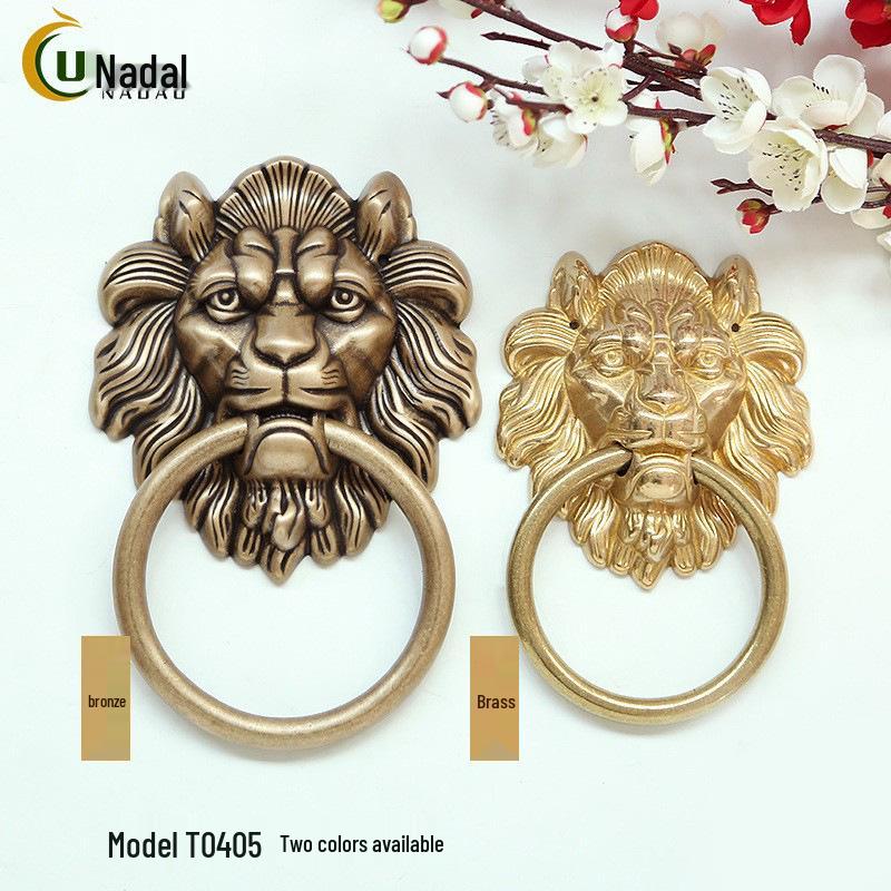 Antique Brass Lion Head Door Knocker & Pull Handle for French Doors