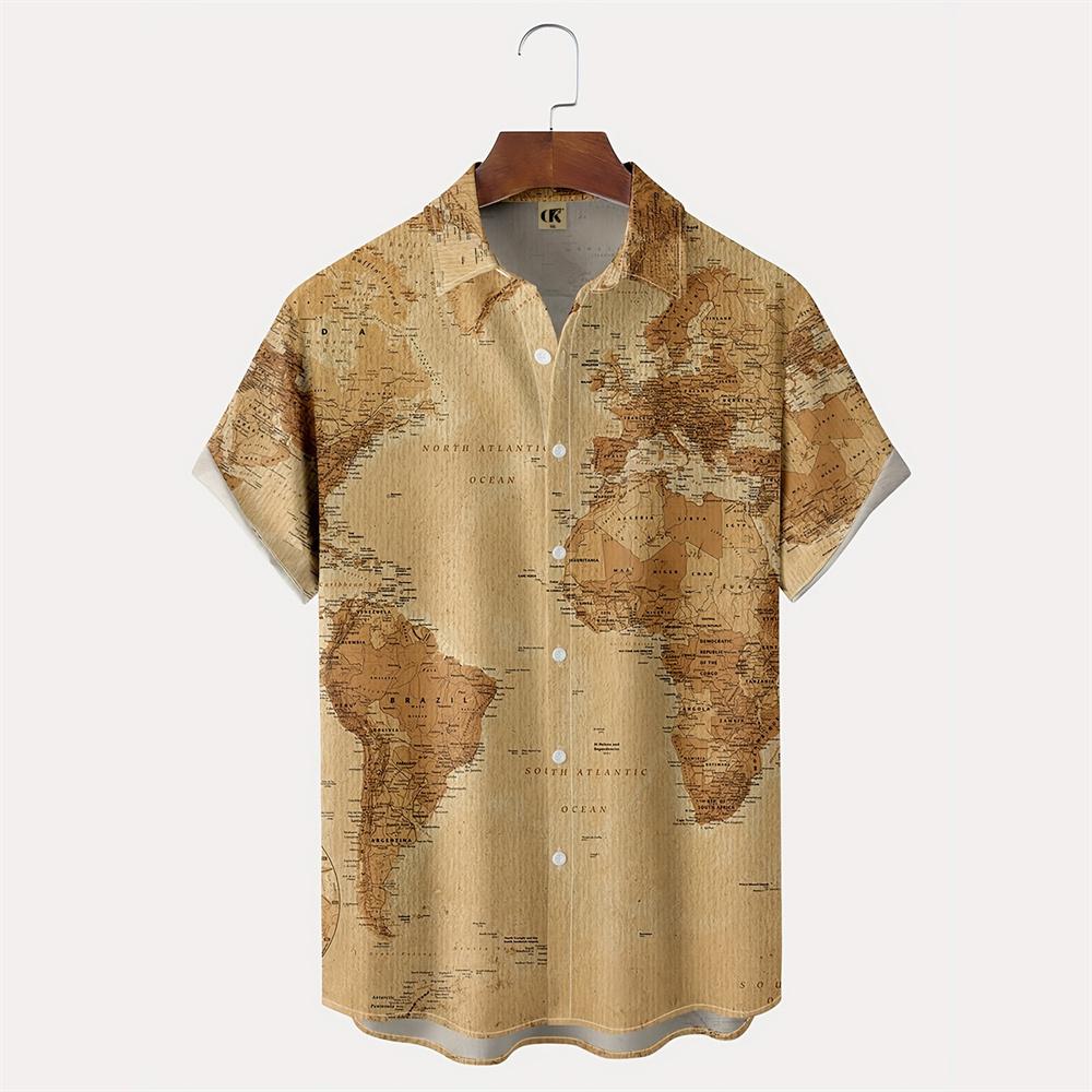 Camicia Hawaiana da Uomo 2026 Stampa Poker Moda Casual Collo a Revers Spiaggia Camicia Vintage
