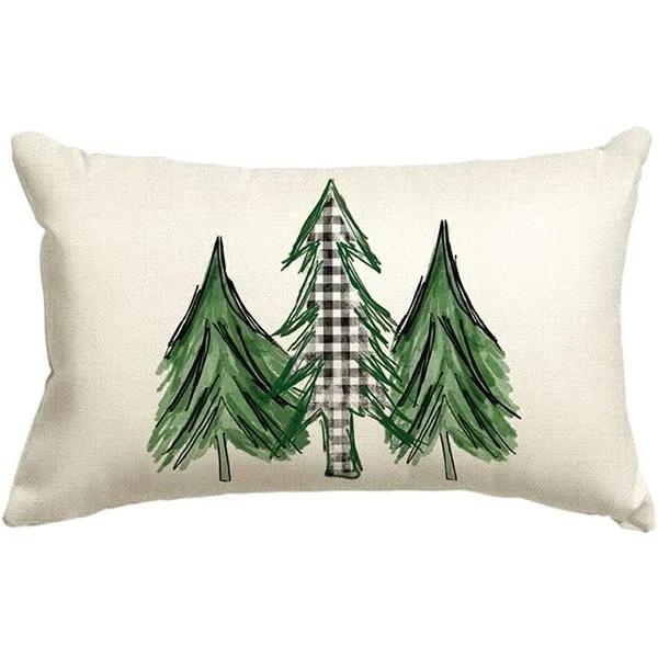 New Christmas Style Simple Letter Double-sided Printed Linen Pillow for Home Decoration, Sofa Waist Pillowcase