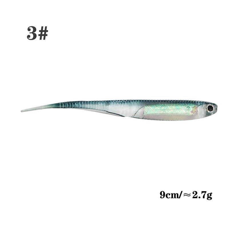 5pcs/pack 90mm PVC Needle Tail Soft Plastic Lures with Tube