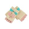 New Older Children's Half-finger Flip Gloves Winter Student Writing Knitted Thermal Gloves Cartoon Cute Gloves