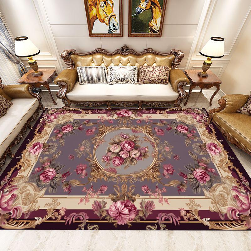 Luxury European Living Room Decoration Carpets Flower Home Decor Large Area Rug Vintage Parlor Study Anti-slip Floor Mat tapete