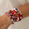SHIXIN Hip Hop Red Blue Bead Chain Elastic Bracelet Set for Women Vintage Multi Layer Stackable Bangle Festival Jewelry Gift