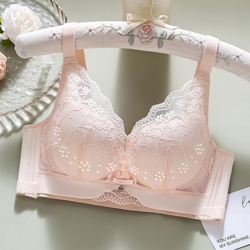 Xia's New Hole Cup, Lace Thin Cup, Junior Without Steel Ring, Bra Gathered, Breathable and Anti-sagging