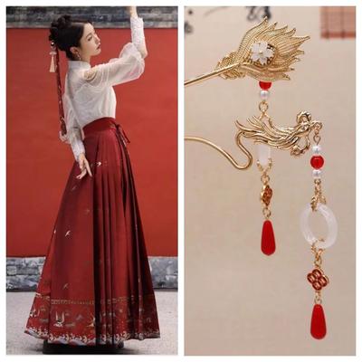 2pcs Beaded Dragon Hair Stick Wave Shape Korean Style Hanfu Tassel Hairpin New Year Barrettes Chinese Style Hair Clip Female