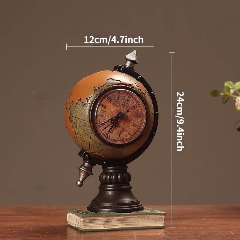 

1Pc Desktop Ornament Vintage Clock Globe Table Decoration Tabletop Ornament. Yellow