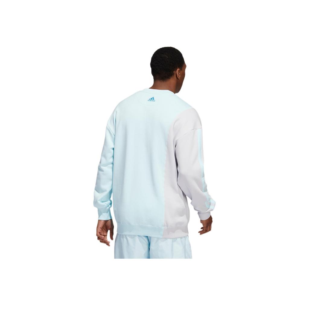adidas Trae Crew Pruhovaný design Potisk loga Mikina s dlouhým rukávem Pánská mikina Modrá HN7175