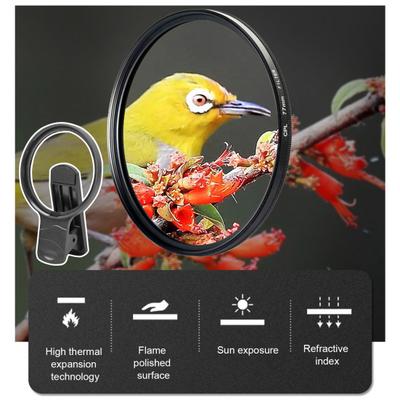 Clip de Filtro Roscado de 37/46/52mm para Lente Asistente de Cámara de Teléfono Móvil y Filtros CPL