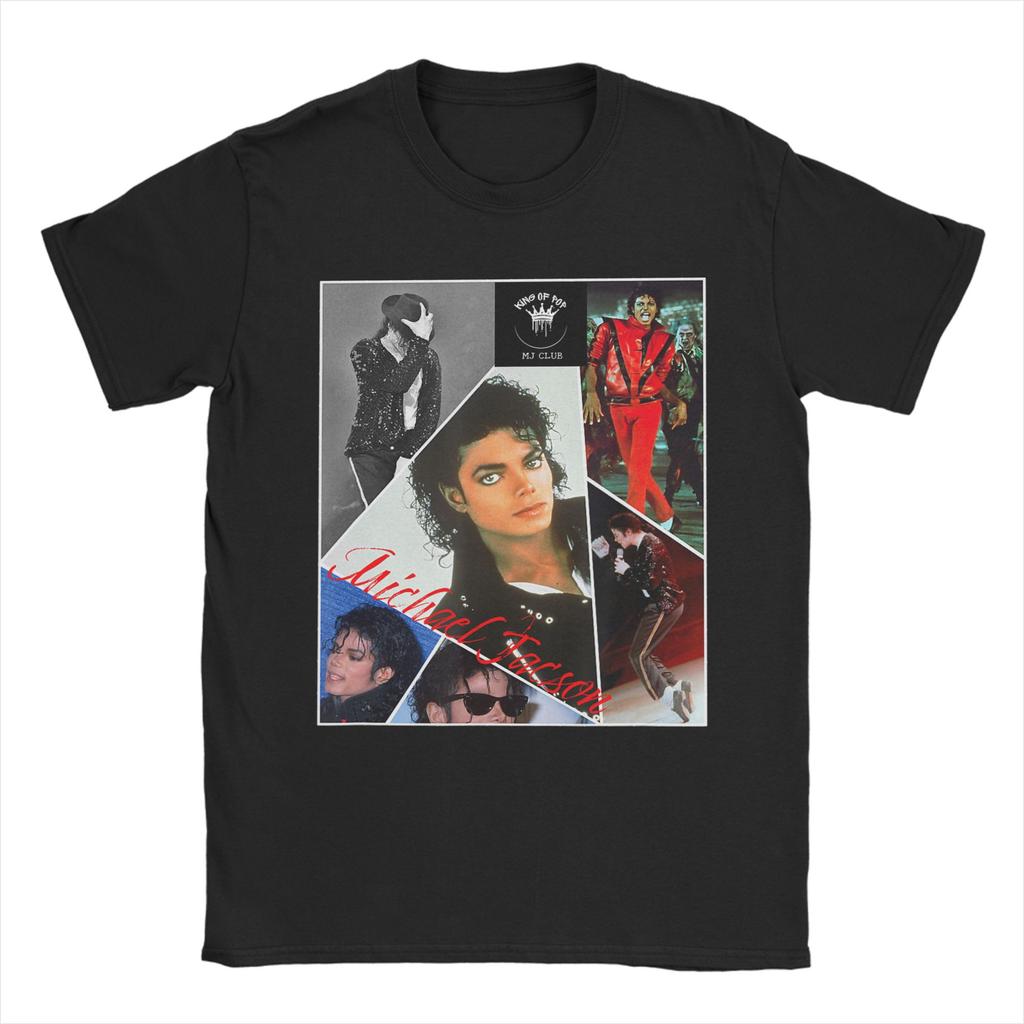 The King of Pop Michael Jackson Men T Shirts  Funny Tees Short Sleeve Crewneck TShirts 100 Cotton Plus Size Tops