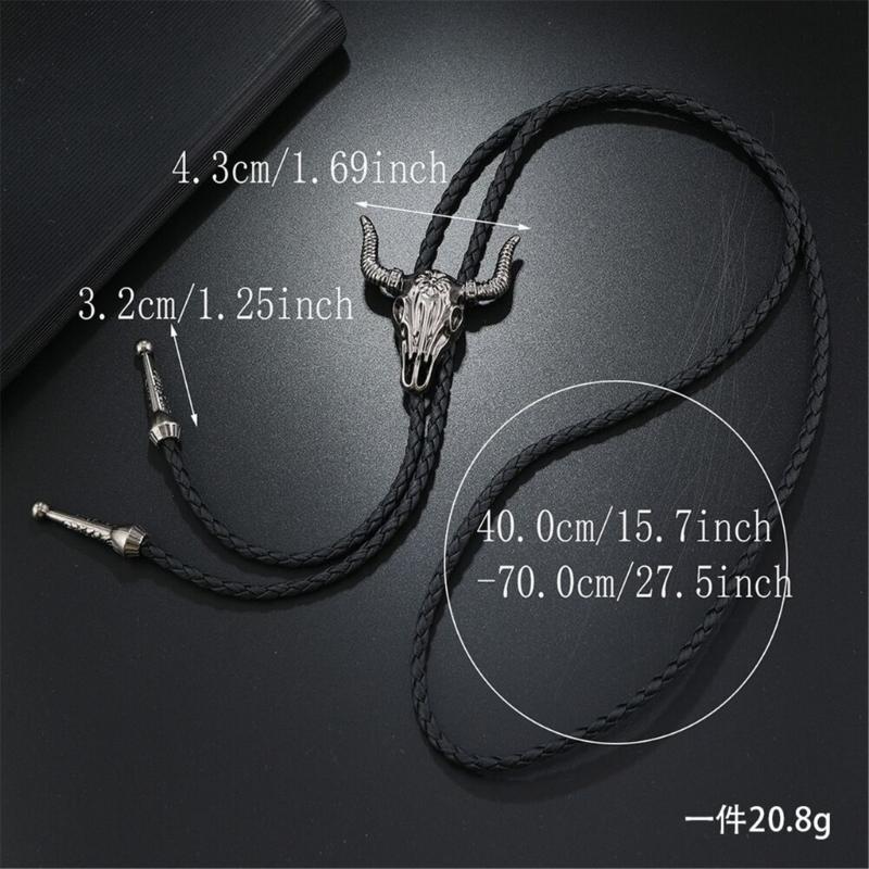 Stylish PU Leather Wax Cord Bolo Tie Necklace For Women Men Lightweight Necktie Practical Alloy Chain Jewelry Accessory