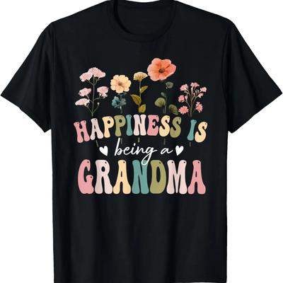La Felicidad es Ser una Abuela Camiseta Floral para el Día de la Madre