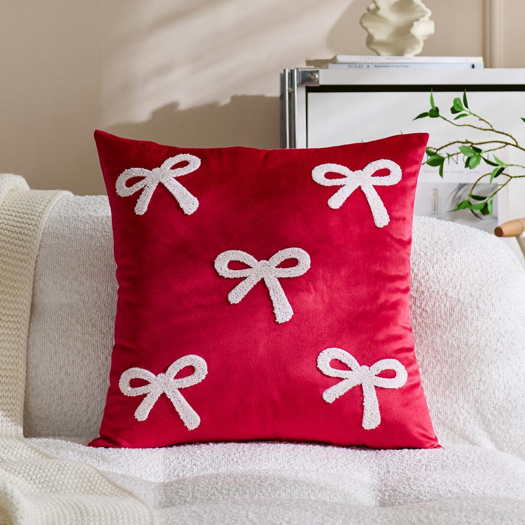 30x50/45x45cm Velvet Sofa Pillowcase Cojines Bowknot Cute Solid Color Pillow Cover Headboard Cushion Covers Decoration Home