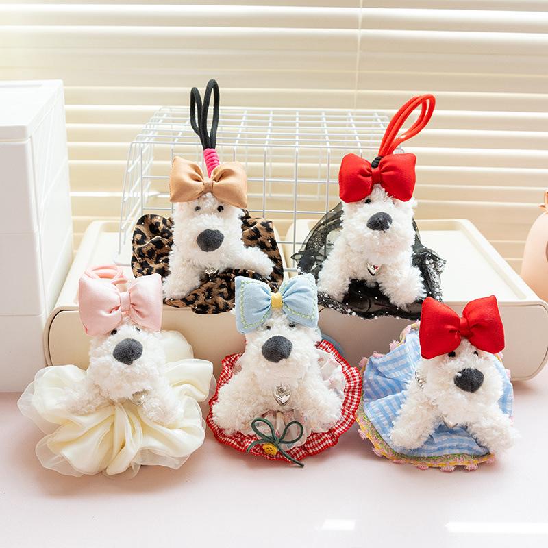Cute West Highland Terrier Puppy Plush Keychain Bag Charm Gift for Girls