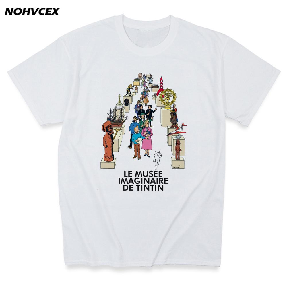 T-shirt da uomo Tintin Moda Estiva Alta Qualità Stampa Casual Girocollo Le Avventure di Tintin