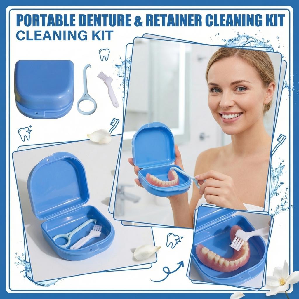 Portable Braces Cleaning Box Denture Cleaner Portable Teeth Box