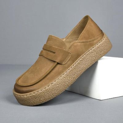 2025 European Style Men's Genuine Leather Slip-on Loafers - Top Layer Cowhide, Thick & Soft Sole