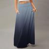 Women's Casual Leisure Foldable Gradient Print High Waist With Pocket Draped  Relaxed Long Maxi Skirt
